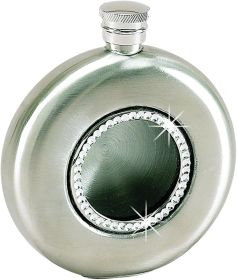 Round Flask with Crystals, Stainless Steel, 4.5 Oz Cap