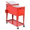 80-Quart Rolling Steel Cooler