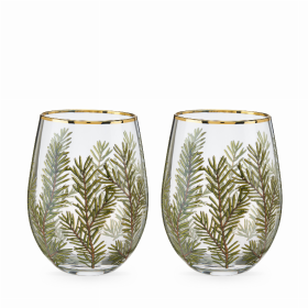 Woodland Stemless Wine Glass Set By Twine