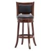 Cherry 29-inch Solid Wood Bar Stool with Faux Leather Swivel Seat