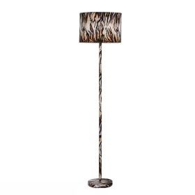 Animal Print Floor Lamp with a Tiger Stripe Faux Suede Drum Shade