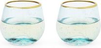 Aqua Bubble Stemless Wine Glass Set By Twine