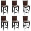 Bar Stool Set of 6 - Dark Brown Faux Leather