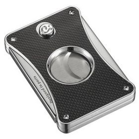 Caseti Dion Black Carbon Fiber Double Guillotine Cigar Cutter - Premium Precision Blade for an Effortless Cut