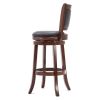 Cherry 29-inch Solid Wood Bar Stool with Faux Leather Swivel Seat