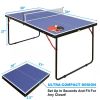 Folding 54-inch Blue Ping Pong Table Tennis Table Set with Net 2 and Paddles