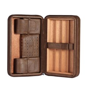 GALINER Leather & Cedar Wood Cigar Case