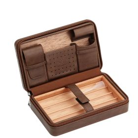 GALINER Travel Humidor Leather Cigar Case with 4 Tube Holders