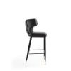 Manhattan Comfort Holguin 41.34 in. Grey; Black and Gold Wooden Barstool