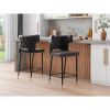 Manhattan Comfort Holguin 41.34 in. Grey; Black and Gold Wooden Barstool