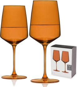 Reserve Nouveau Amber Crystal Wine Glasses by Viski