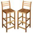 Set of 2 Acacia Wood Bar Chairs