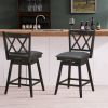 Set of 2 Black Wood 24-in Counter Height Barstools