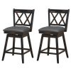 Set of 2 Black Wood 24-in Counter Height Barstools