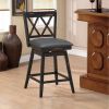 Set of 2 Black Wood 24-in Counter Height Barstools