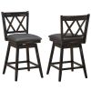 Set of 2 Black Wood 24-in Counter Height Barstools