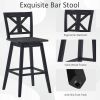 Set of 2 Black Wood 29-in Modern Swivel Seat Barstools