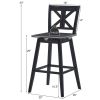 Set of 2 Black Wood 29-in Modern Swivel Seat Barstools