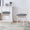 Set of 2 White Wood 24-in Counter Height Swivel Cushion Seat Barstools