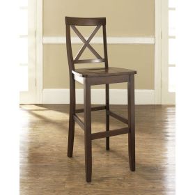 Set of 2 X-Back 30-inch Solid Wood Barstools in Mahogany