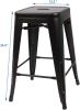 Set of 4 Black Metal 24-in Stacking Barstools