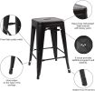 Set of 4 Black Metal 24-in Stacking Barstools