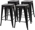 Set of 4 Black Metal 24-in Stacking Barstools