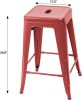 Set of 4 Red Metal 24-in Stacking Barstools