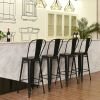 Industrial Bar Stools: Set of 4 - Black Metal