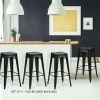 Industrial Bar Stools: Set of 4 - Black Metal