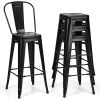 Industrial Bar Stools: Set of 4 - Black Metal