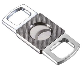 Visol Cortez Chrome Double Guillotine Cigar Cutter with Grid Pattern