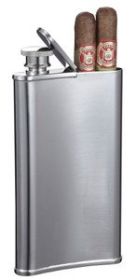 Visol Edian Stainless Steel Liquor Flask with Built-in Cigar Holder - 4 ounces