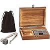 Wood Box with Tongs, 9 Whiskey Stones & Pouch