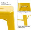 Set of 4 - 24-in. Indoor/Outdoor Backless Stacking Yellow Metal Barstools