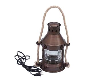 Antique Copper Round Electric Lantern 16""