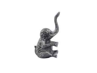 Rustic Silver Cast Iron Elephant Metal Door Stop 8""