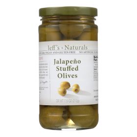 Jeff's Natural Jalapeno Stuffed Olives - Jalapeno Stuffed Olives - Case Of 6 - 7.5 Oz.