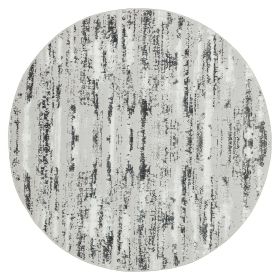 Milano Washable Manhattan Silver Woven Round Area Rug