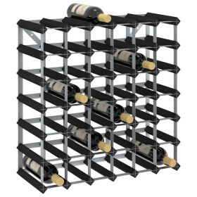 Wine Rack for 42 Bottles Black Solid Pine Wood