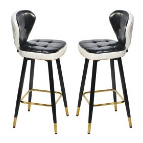 Jinsi Nan Leather Bar Stool 360 Rotating Bar Stool with Backrest and Foot Pedals