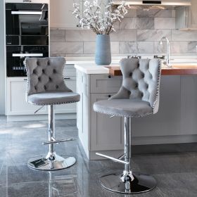 Swivel Velvet Barstools Adjustable Seat Height