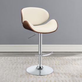 Ecru and Chrome Adjustable Bar Stool