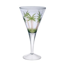 Palm Tree V Shaped Plastic Wine Glasses Set of 4 (14oz)