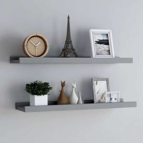 Picture Frame Ledge Shelves 2 pcs Gray 31.5"x3.5"x1.2" MDF