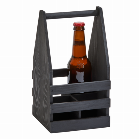 Black Wood 4 Bottle Beverage Caddy 11 X 6