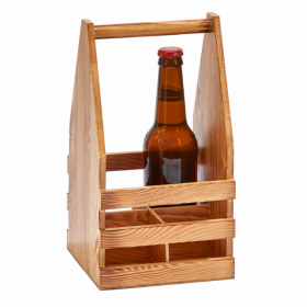 Light Wood 4 Bottle Beverage Caddy 11X6