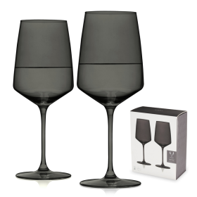 Reserve Nouveau Smoke Gray Crystal Wine Glasses by Viski