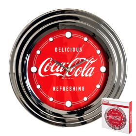 12" Coca-Cola Clock with Chrome Finish