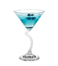 Crystal Martini Glass w/Bent Stem